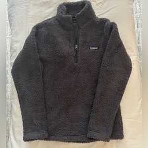 Patagonia women’s Los Gatos 1/4 quarter zip fleece jacket dark grey/blue medium